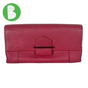 REED KRAKOFF BERRY RED LEATHER CLUTCH WITH DUST BAG